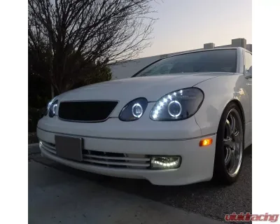 Spec-D Halo Projector Headlights w/ SMD LED Light Strip (Matte Black Housing/Clear Lens) Lexus GS300 | GS400 | GS430 1998-2005 - LHP-GS30098JM-RS