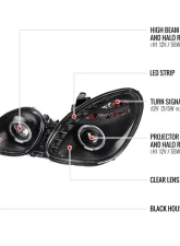 Spec-D Halo Projector Headlights w/ SMD LED Light Strip (Matte Black Housing/Clear Lens) Lexus GS300 | GS400 | GS430 1998-2005                                     - LHP-GS30098JM-RS - Image 10