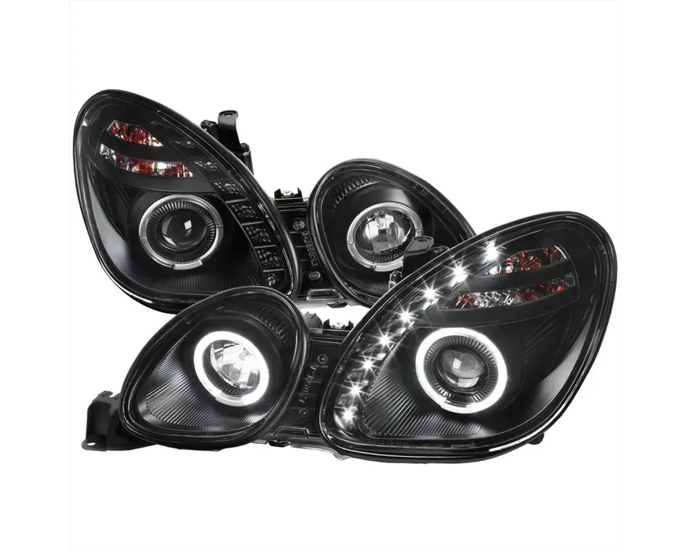 Spec-D Halo Projector Headlights with SMD LED Light Strip Matte Black Housing/Clear Lens Lexus GS300 | GS400 | GS430 1998-2005 - LHP-GS30098JM-RS