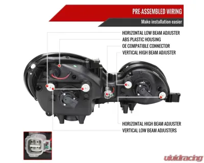 Spec-D Halo Projector Headlights w/ SMD LED Light Strip (Matte Black Housing/Clear Lens) Lexus GS300 | GS400 | GS430 1998-2005 - LHP-GS30098JM-RS