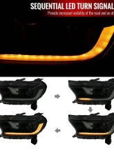 Spec-D Switchback Sequential LED Bar Projector Headlights (Matte Black Housing/Smoked Lens) Ford Ranger 2019-2022                                     - LHP-RAN19SM-SQ-RS - Image 2