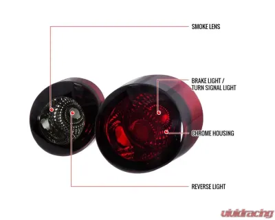 Spec-D Taillights & Trunk Reverse Lights (Chrome Housing/Red Smoked Lens) Chevrolet Cobalt 2005-2010 - LT-COB052G-TM