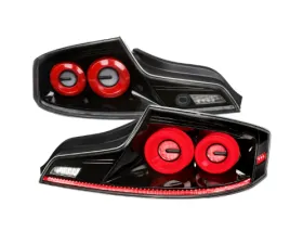 Spec-D Led Tail Lights Glossy Black Housing Clear Lens Red Led Bar Infiniti G35 2003-2007