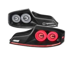 Spec-D Led Tail Lights Matte Black Housing Clear Lens White Led Bar Infiniti G35 2003-2007