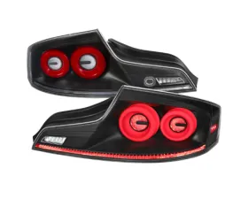 Spec-D Led Tail Lights Matte Black Housing Clear Lens Red Led Bar Infiniti G35 2003-2007
