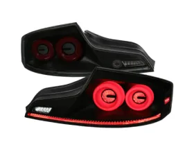 Spec-D Led Tail Lights Matte Black Housing Smoked Lens Red Led Bar Infiniti G35 2003-2007