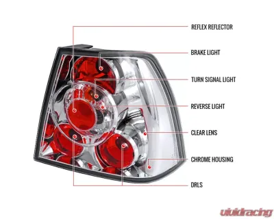 Spec-D Tail Lights Chrome Housing/Clear Lens Volkswagen Jetta/Bora Mk4 Sedan 1999-2005 - LT-JET99-TM