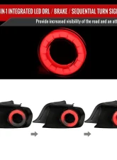 Spec-D LED Tail Lights Glossy Black Housing/Smoke Lens Ford Mustang Coupe/Convertible 2015-2022                                     - LT-MST15BBLED-SQ-TM - Image 2