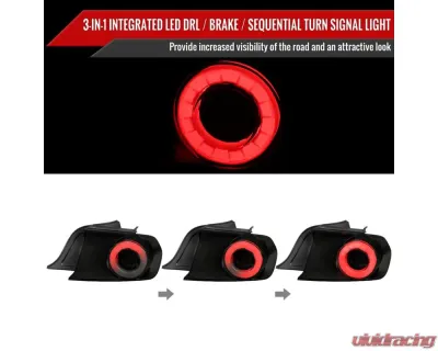 Spec-D LED Tail Lights Glossy Black Housing/Smoke Lens Ford Mustang Coupe/Convertible 2015-2022 - LT-MST15BBLED-SQ-TM