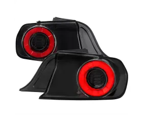 Spec-D Red LED Bar Tail Lights Glossy Black Housing/Clear Lens Ford Mustang Coupe/Convertible 2015-2022