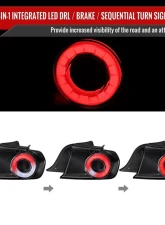 Spec-D White LED Bar Tail Lights Glossy Black Housing/Clear Lens Ford Mustang Coupe/Convertible 2015-2022                                     - LT-MST15BWLED-SQ-TM - Image 2