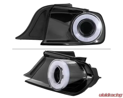 Spec-D White LED Bar Tail Lights Glossy Black Housing/Clear Lens Ford Mustang Coupe/Convertible 2015-2022 - LT-MST15BWLED-SQ-TM