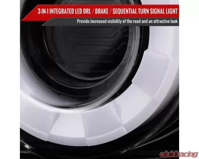 Spec-D White LED Bar Tail Lights Glossy Black Housing/Clear Lens Ford Mustang Coupe/Convertible 2015-2022 - LT-MST15BWLED-SQ-TM
