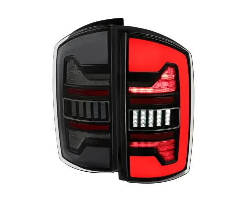 Spec-D Full Led Tail Light Black Housing Smoked Lens White Led Bar Dodge Ram 2007-2008 - LT-RAM07BBLED-G2-RS