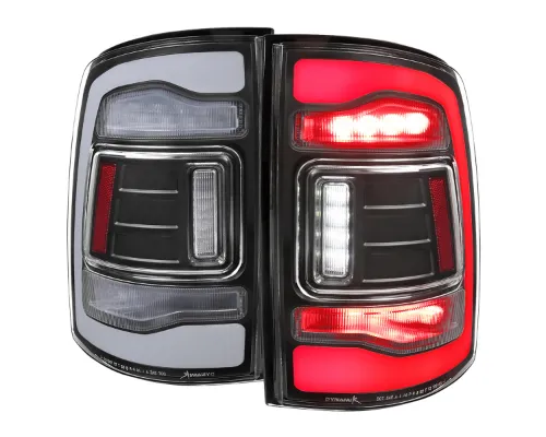 Spec-D Led Tail Lights Black Housing Clear Lens White Led With Sequential Turn Signal Dodge Ram 2013-2018 - LT-RAM13JMLED-SQ-RS