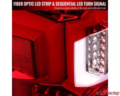 Spec-D  Tail Light With Red Led Bar Chrome Housing and Red Lens - Sequential Turn Signal Dodge Ram 2500/3500 2019-2022 - LT-RAM1925RLED-SQ-TM