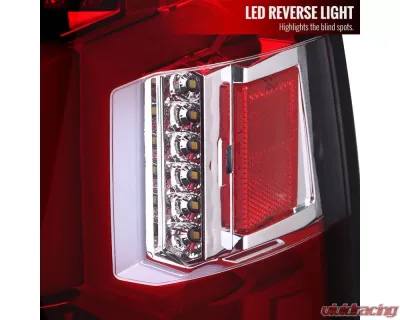 Spec-D  Tail Light With Red Led Bar Chrome Housing and Red Lens - Sequential Turn Signal Dodge Ram 2500/3500 2019-2022 - LT-RAM1925RLED-SQ-TM