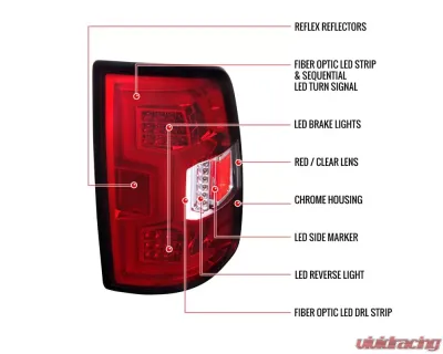 Spec-D  Tail Light With Red Led Bar Chrome Housing and Red Lens - Sequential Turn Signal Dodge Ram 2500/3500 2019-2022 - LT-RAM1925RLED-SQ-TM