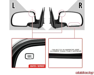 Spec-D Power Heated Side Mirrors Matte Black - Right Chevrolet Silverado 2003-2006 - RMV-SIV03HP-FS-R