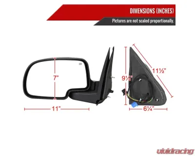 Spec-D Power Heated Side Mirrors Matte Black - Right Chevrolet Silverado 2003-2006 - RMV-SIV03HP-FS-R