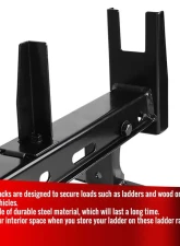 Spec-D 2 Bar Ladder Rack Without Gutter                                     - RRB-6011BK-WB - Image 2