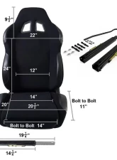 Spec-D Bride STY Racing Seats - Black - Cloth -Pair                                     - RS-501-2 - Image 5
