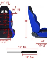 Spec-D Bride STY Racing Seats - Black/Blue                                     - RS-504-2 - Image 2