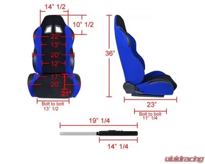 Spec-D Bride STY Racing Seats - Black/Blue - RS-504-2
