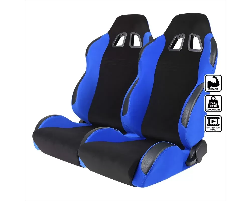 Spec-D Bride STY Racing Seats - Black/Blue - RS-504-2
