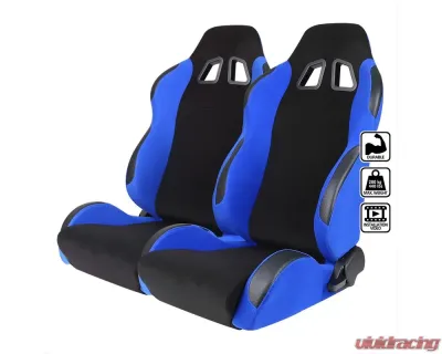 Spec-D Bride STY Racing Seats - Black/Blue - RS-504-2