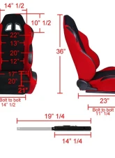Spec-D Bride STY Racing Seats - Black/Red                                     - RS-505-2 - Image 2