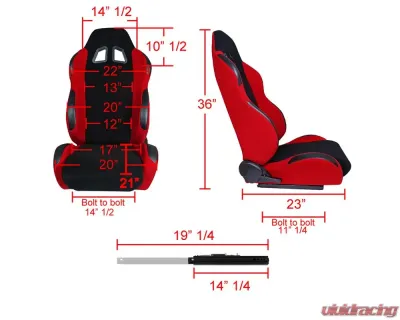 Spec-D Bride STY Racing Seats - Black/Red - RS-505-2