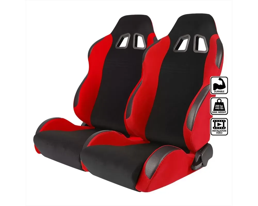 Spec-D Bride STY Racing Seats - Black/Red - RS-505-2