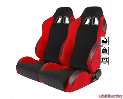 Spec-D Bride STY Racing Seats - Black/Red - RS-505-2