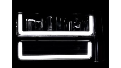 Spec-D LED Tube Factory Style Headlights w/ Bumper & Corner Lights (Matte Black Housing/Clear Lens) Chevrolet | GMC 1988-1993                                     - 2LBCLH-C1088JM-G3-GO - Image 2