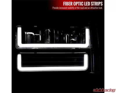 Spec-D LED Tube Factory Style Headlights w/ Bumper & Corner Lights (Matte Black Housing/Clear Lens) Chevrolet | GMC 1988-1993 - 2LBCLH-C1088JM-G3-GO