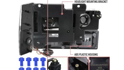 Spec-D LED Tube Factory Style Headlights w/ Bumper & Corner Lights (Matte Black Housing/Clear Lens) Chevrolet | GMC 1988-1993                                     - 2LBCLH-C1088JM-G3-GO - Image 8