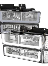 Spec-D Factory Style Headlights w/ LED Strip & Bumper & Corner Lights (Chrome Housing/Clear Lens) Chevrolet 1994-1998                                     - 2LBCLH-C1094-G3-GO - Image 10