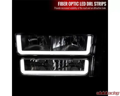 Spec-D Factory Style Headlights w/ LED Strip & Bumper & Corner Lights (Chrome Housing/Clear Lens) Chevrolet 1994-1998 - 2LBCLH-C1094-G3-GO