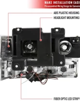 Spec-D Factory Style Headlights w/ LED Strip & Bumper & Corner Lights (Chrome Housing/Clear Lens) Chevrolet 1994-1998                                     - 2LBCLH-C1094-G3-GO - Image 8