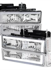 Spec-D LED Tube Factory Headlights w/ Corner Signal Bumper Lights (Chrome Housing/Clear Lens) Chevrolet 1994-1998                                     - 2LBCLH-C1094-G3-RS - Image 10