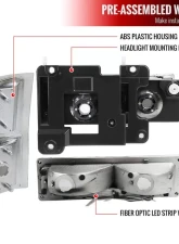 Spec-D LED Tube Factory Headlights w/ Corner Signal Bumper Lights (Chrome Housing/Clear Lens) Chevrolet 1994-1998                                     - 2LBCLH-C1094-G3-RS - Image 7