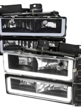 Spec-D Factory Style Headlights w/ LED Strip & Bumper & Corner Lights (Matte Black Housing/ Clear Lens) GMC C10 | Sierra | Suburban | Yukon 1994-1998                                     - 2LBCLH-GMC94JM-G3-GO - Image 10