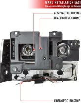 Spec-D Factory Style Headlights w/ LED Strip & Bumper & Corner Lights (Matte Black Housing/ Clear Lens) GMC C10 | Sierra | Suburban | Yukon 1994-1998                                     - 2LBCLH-GMC94JM-G3-GO - Image 8