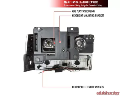 Spec-D Factory Style Headlights w/ LED Strip & Bumper & Corner Lights (Matte Black Housing/ Clear Lens) GMC C10 | Sierra | Suburban | Yukon 1994-1998 - 2LBCLH-GMC94JM-G3-GO