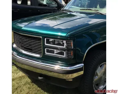 Spec-D Factory Style Headlights w/ LED Strip & Bumper & Corner Lights (Matte Black Housing/ Clear Lens) GMC C10 | Sierra | Suburban | Yukon 1994-1998 - 2LBCLH-GMC94JM-G3-GO