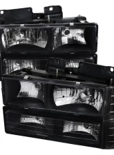 Spec-D Factory Style Headlights w/ Bumper & Corner Lights (Matte Black Housing/Clear Lens) GMC C10 | Sierra | Suburban | Yukon 1994-1998                                     - 2LBCLH-GMC94JM-SY - Image 8