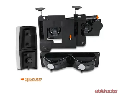 Spec-D Factory Style Headlights w/ Bumper & Corner Lights (Matte Black Housing/Clear Lens) GMC C10 | Sierra | Suburban | Yukon 1994-1998 - 2LBCLH-GMC94JM-SY