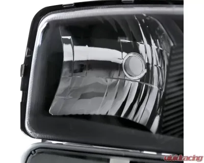 Spec-D Factory Style Crystal Headlights w/ Amber Reflector & Bumper Lights (Matte Black Housing/Clear Lens) GMC Sierra | Yukon 1999-2007 - 2LBLH-GMC99JM-RS