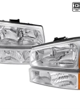 Spec-D Factory Style Headlights w/ Bumper Lights (Chrome Housing/Clear Lens) Chevrolet Silverado | Avalanche 2002-2007                                     - 2LBLH-SIV03-RS - Image 7